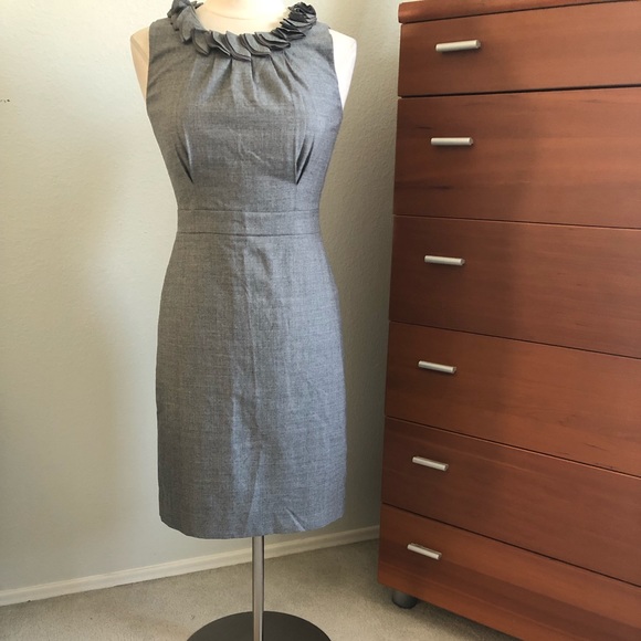 NWT J. Crew Gray Dress Ruffle Neckline - Picture 2 of 8